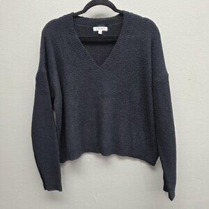 Cbrand Sweater Womens Large Dark Gray V Neck Pullover Soft Knit Cozy Winter Top